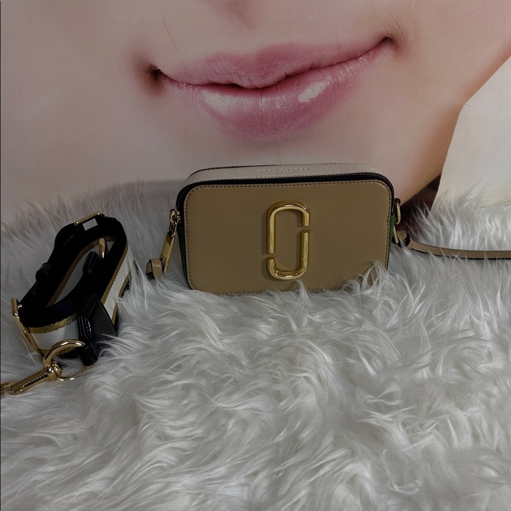 Marc Jacobs Black and Gold Interior Camera Bag with wide handle